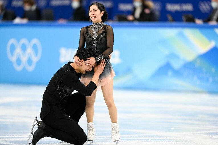 北京五輪のフィギュアスケート・ペア、日本の木原龍一・三浦璃来が自己ベストを更新する演技で、日本ペア史上初の7位入賞を果たした　©Asami Enomoto/JMPA