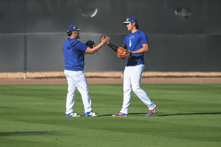 【Number現地撮影：大谷翔平の愛される日々】ドジャース再合流後の試合での大谷（写真は右に続きます）　©Nanae Suzuki