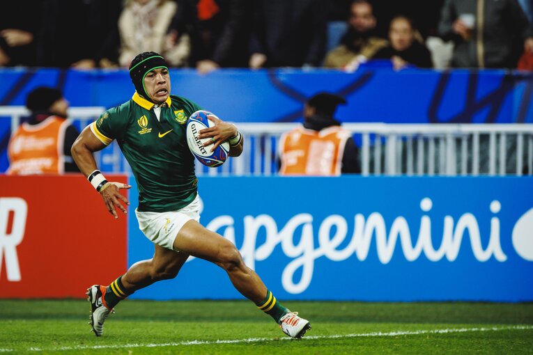 今季からサンゴリアスでプレーするWTBチェスリン・コルビの高速トライ（3/6枚）　　©︎Kiichi Matsumoto