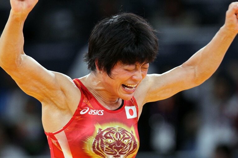 ロンドン五輪で悲願の金メダルを獲得した際の小原日登美さん ／ photograph by JIJI PRESS