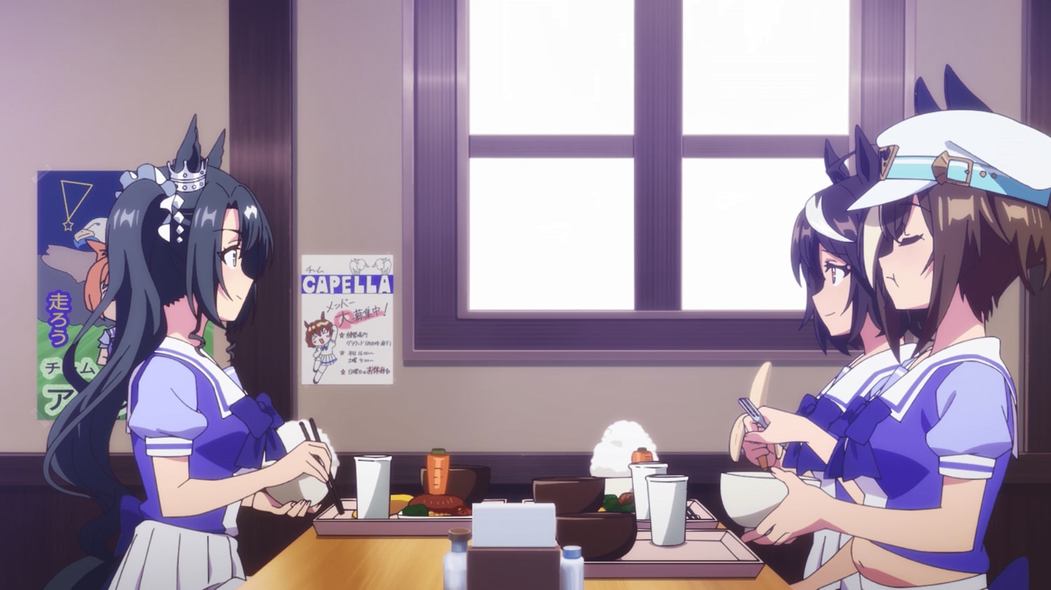 よく食べるシュヴァルグラン（一番右）　©2023 アニメ「ウマ娘 プリティーダービー Season 3」製作委員会