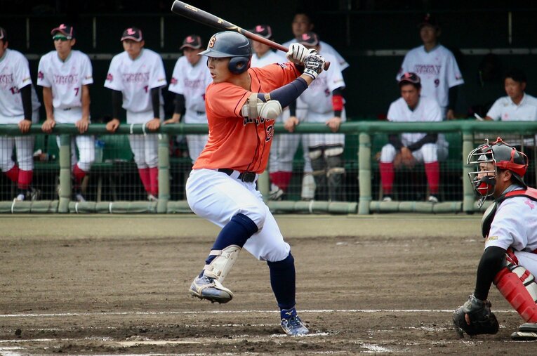 現在静岡大でプレーする佐藤啓介。高校は愛知の名門・中京大中京高の出身。ドラフトでの評価やいかに ／ photograph by Yu Takagi