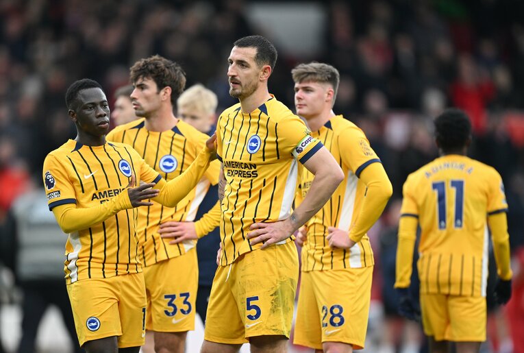 ノッティンガム・フォレスト相手にまさかの7-0大敗。試合後、ダンク、ミンテらの呆然とした表情　©Getty Images