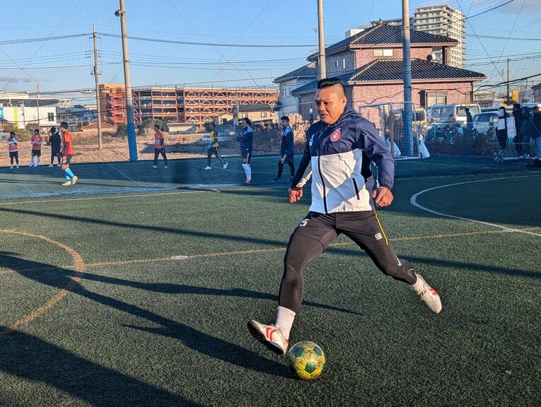 元ミャンマー代表の亡命キーパー、ピエリアンアウンさんのプレー　©︎Takashi Kumazaki