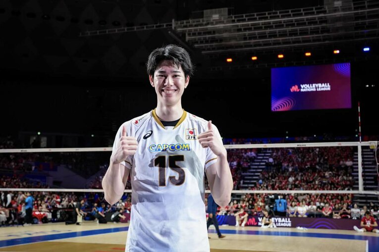甲斐優斗（VNLベルギー戦）©Volleyball World
