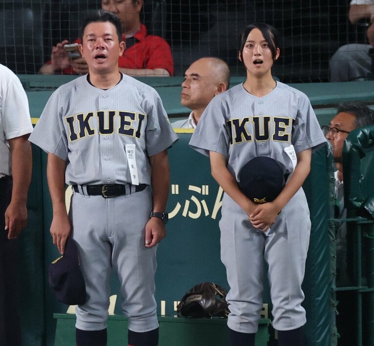 名門・仙台育英初の女子部員ということで注目が集まる星よつは　©JIJI PRESS