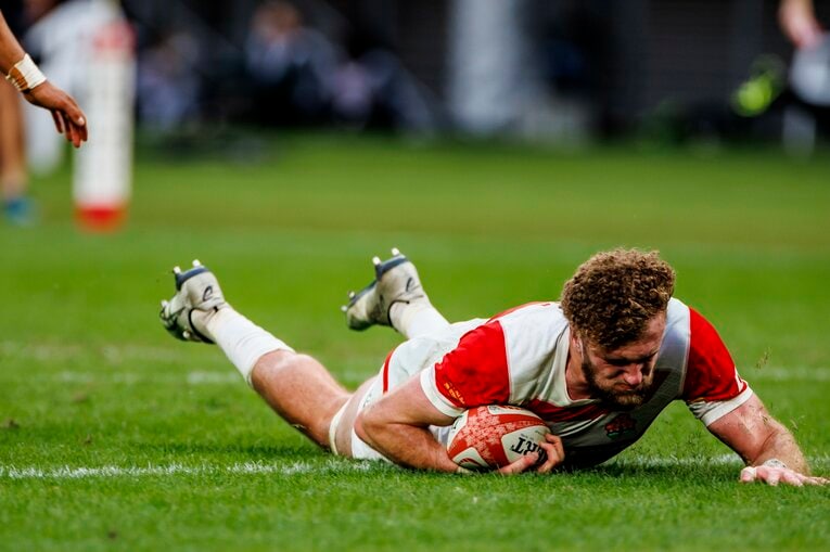 2022年10月、ワーナー・ディアンズがオールブラックス戦で決めた独走トライ【6枚目／全10枚】　©Kiichi Matsumoto