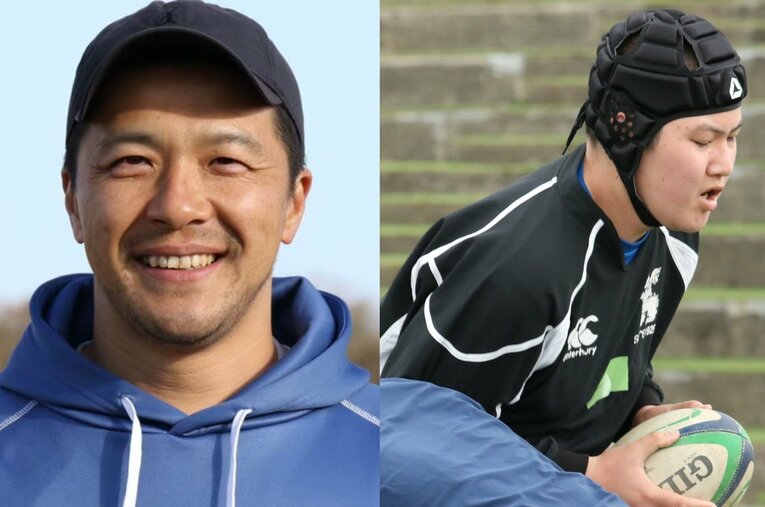 茨城県Elite Rugby Academyの君島良夫代表（左）。アカデミー生である正田信也さん（右）は自閉スペクトラム症とADHDの診断を受けているという ／ photograph by Elite Rugby Academy