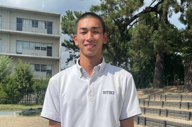 夏の甲子園初戦で敗れた数日後、穏やかな表情で取材を受けてくれた今朝丸　©Fumi Sawai