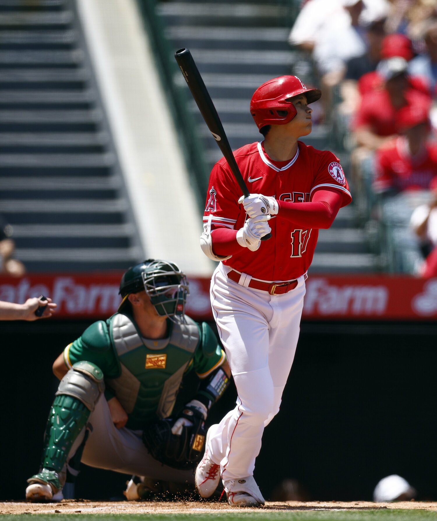 日米通算150号のメモリアルアーチを放った大谷（5月22日）　©Getty Images