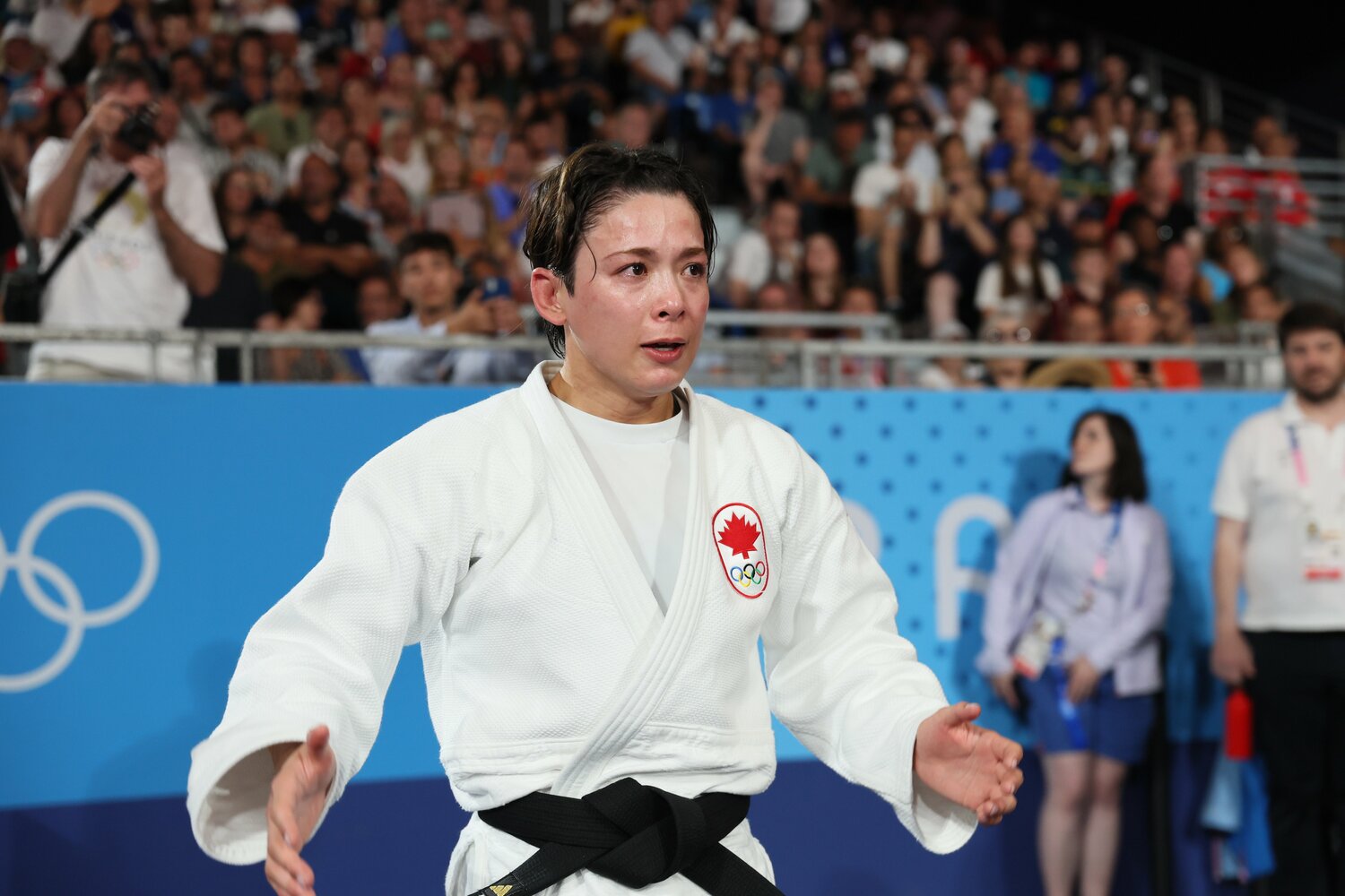 試合直後、目を潤ませる出口　©Kaoru Watanabe/JMPA