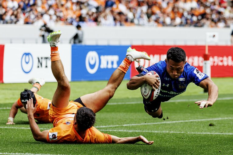 ファイナルの舞台でも逆転トライを決めるなど、存在感が光ったワイルドナイツWTB長田智希。今季の新人賞に選出された　©︎Kiichi Matsumoto