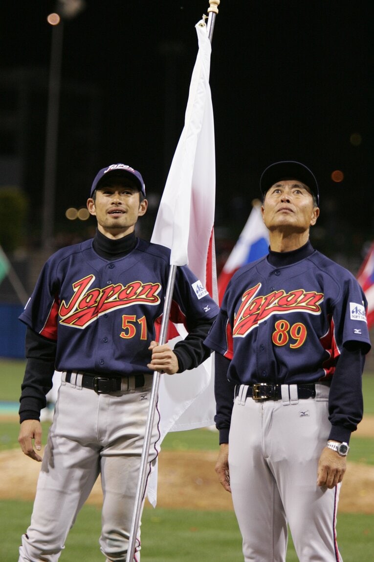 2006年のWBCで初代王者となった日本代表のイチローと王貞治監督 ©︎Naoya Sanuki