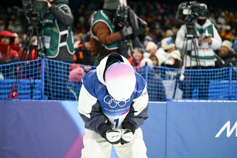 納得の滑りにガッツポーズの戸塚　©Nanae Suzuki/JMPA