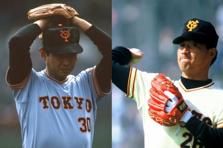 ジャイアンツの2大エースとして一時代を築いた江川卓（左）と西本聖（右）。「永遠のライバル」関係の始まりを西本が語った　©Bungeishunju(2)
