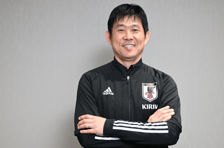 NumberWebのインタビューに応じた森保一監督（56歳） ／ photograph by Keiji Ishikawa