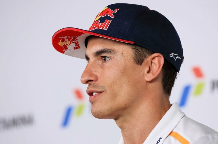 インドネシアGP開幕前日の公式会見で移籍を語ったマルケス。決勝レースは7周リタイアだった ／ photograph by Satoshi Endo