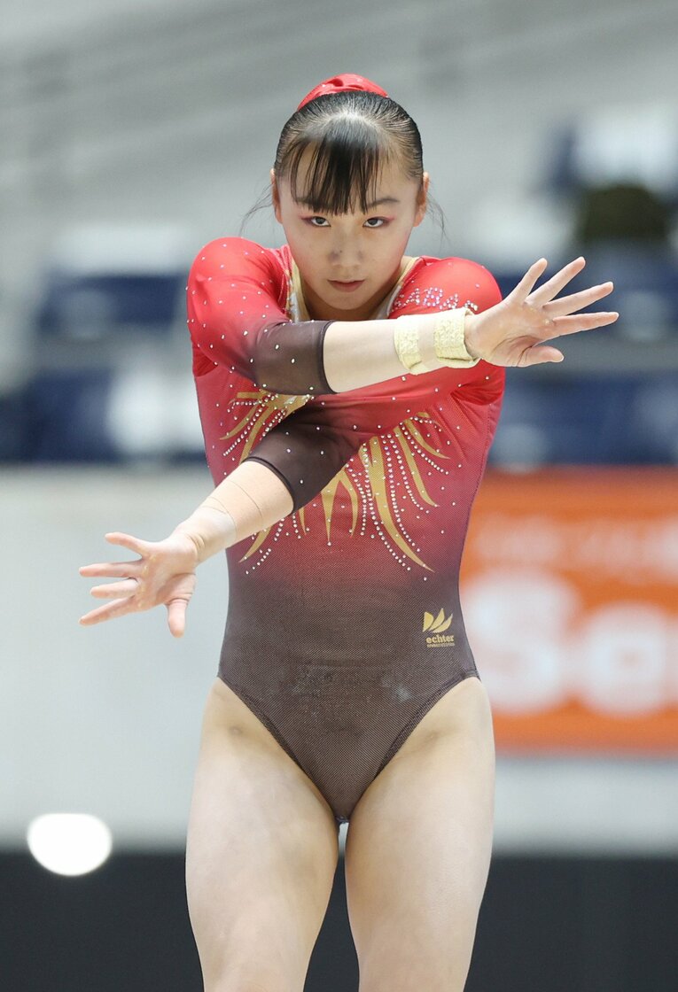 高校時代の宮田笙子（2021年の全日本団体）　©JIJI PRESS