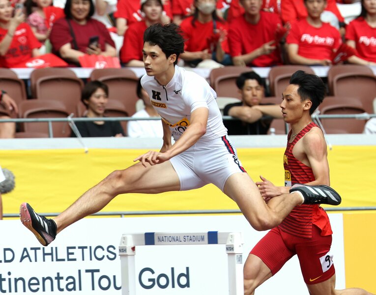 GGPの400ｍハードルでは日本歴代5位の記録で圧勝　©JIJI PRESS