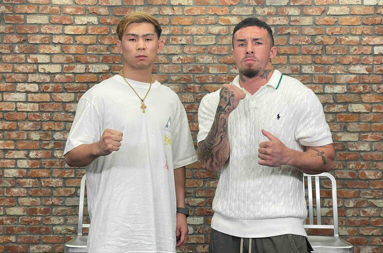YA-MAN（左）と大麻取締法違反容疑で逮捕された木村“フィリップ”ミノル（カード発表会見にて） ／ photograph by FIGHT CLUB