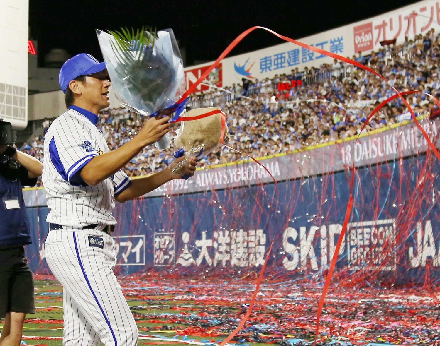 三浦大輔監督の引退セレモニー（2016年9月）　©︎JIJI PRESS