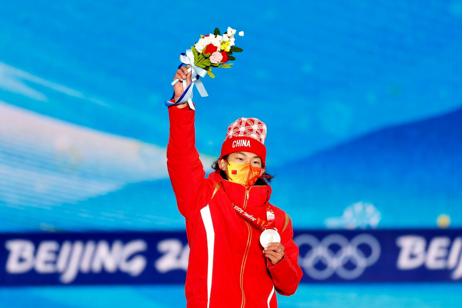 男子スロープスタイルで銀メダルを獲得したシャオミン。この競技ではアジア勢として初のメダル獲得となった　©Getty Images