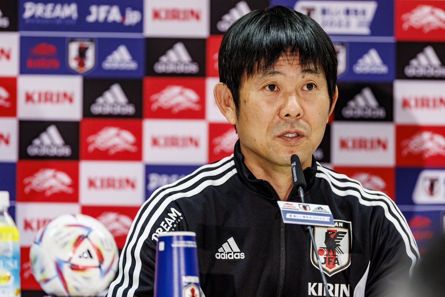 エクアドル戦前日会見の森保監督　©Kiichi Matsumoto