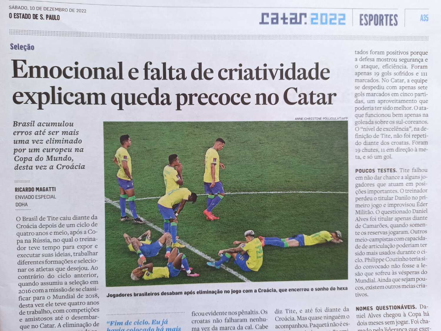 「敗因は、精神的な不安定さと創造性の欠如」（日刊紙オ・エスタード・デ・サンパウロ）©Hiroaki Sawada