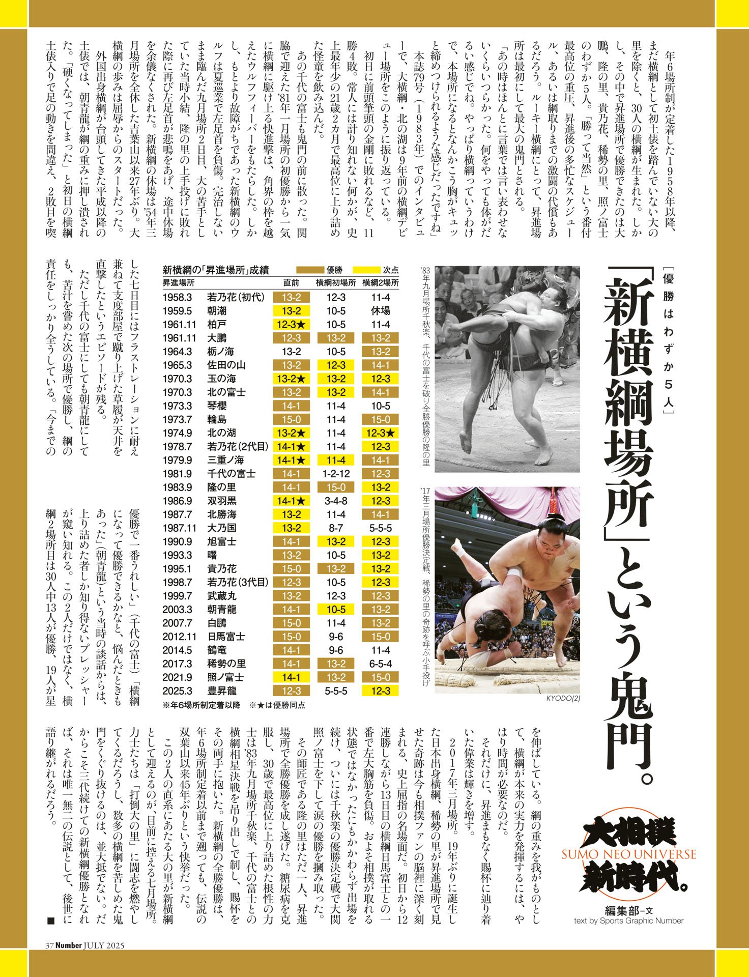 「新横綱場所」という鬼門