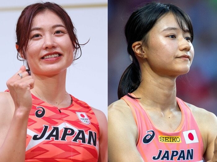 福部真子「磨き上げた“体脂肪率7%”フィジカル」田中佑美「高校時代は宝塚志望…バレエ仕込みの強体幹」“史上最速”女子ハードル勢が挑むパリ五輪<Number Web> photograph by (L)AFLO、(R)Getty Images