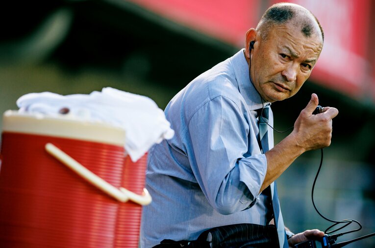 7月23日、5試合を終えて総括会見を行ったラグビー日本代表エディー・ジョーンズHC。「このチームには伸びしろしかない」と語った ／ photograph by Kiichi Matsumoto