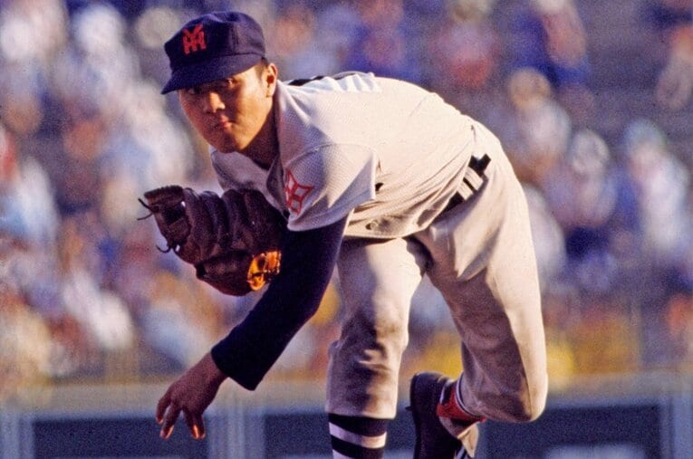 1978年夏、甲子園のマウンドに立つ横浜高校1年時の愛甲猛（当時15歳）。将来を嘱望されていたが、直後に野球部から失踪してしまう ／ photograph by AFLO