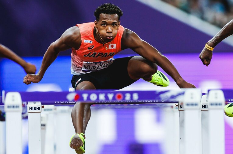 世界陸上男子110mハードルで5位入賞を果たした村竹ラシッド（JAL）。メダルを狙っていただけに、決勝のレース後は悔しさを滲ませた（写真はまだまだ続きます）　©Kiichi Matsumoto