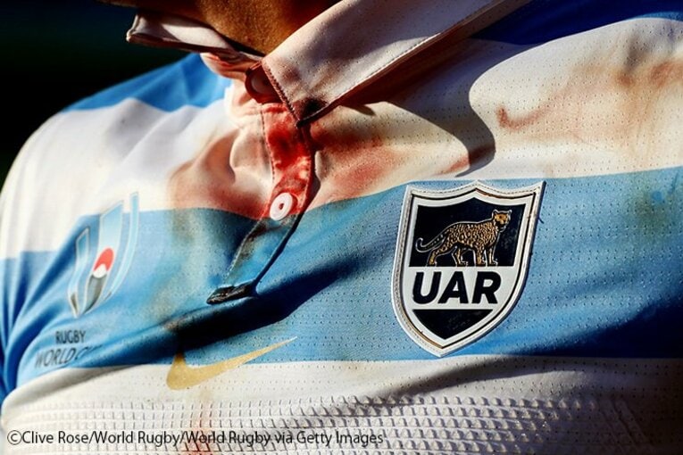 アルゼンチン代表のユニホーム ／ photograph by Clive Rose/World Rugby/World Rugby via Getty Images