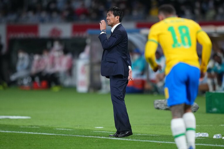 ブラジル戦後、森保監督は「我々は十分、世界に向かって戦っていける」と自信をのぞかせた　©Shinji Koyama/JMPA