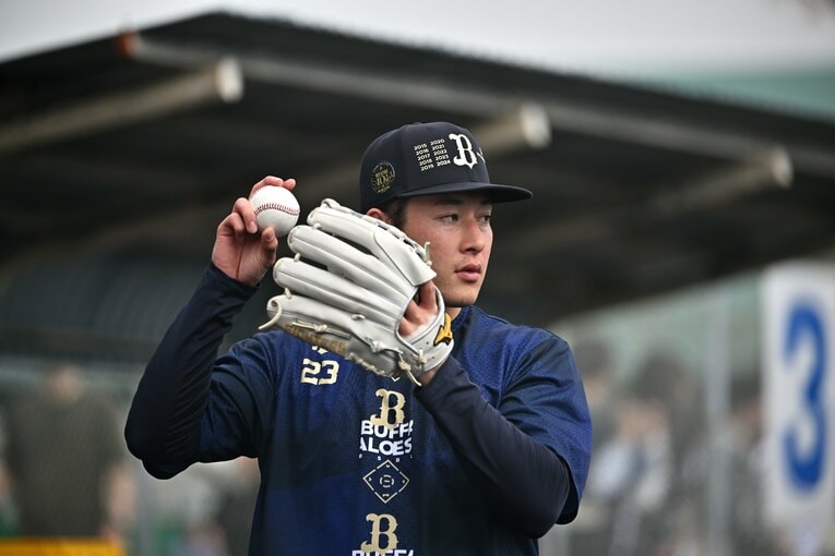 オリックスキャンプで奮闘する吉田輝星　©Hideki Sugiyama