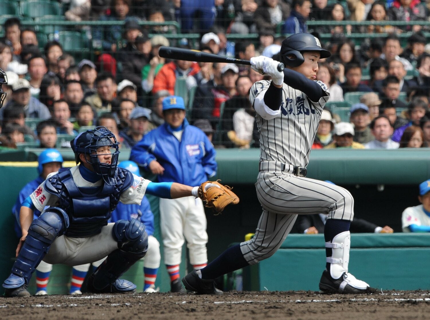 敦賀気比高2年春にセンバツ出場し、甲子園4番デビューした吉田　©︎JIJI PRESS