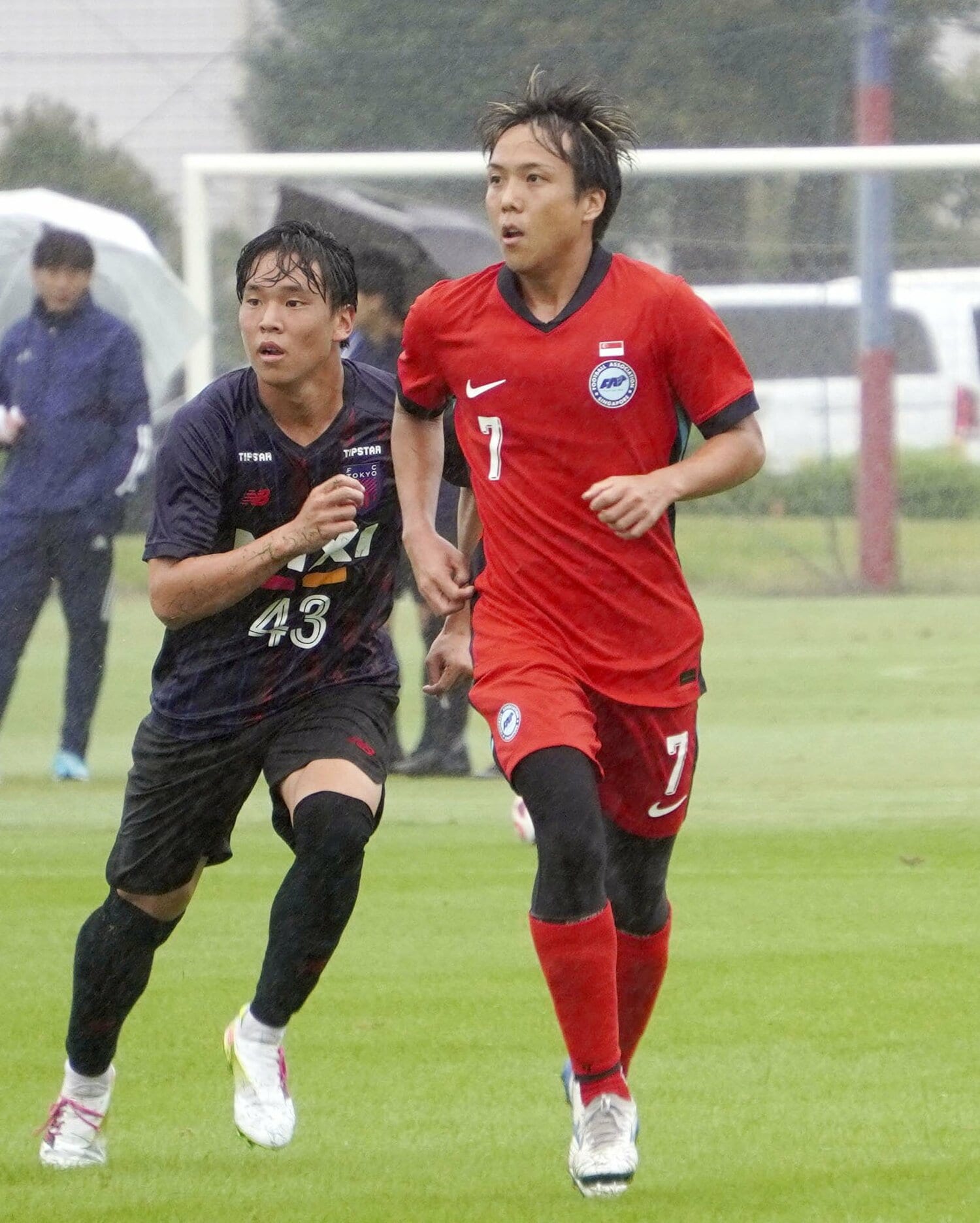 日本国内で行われたシンガポール代表の合宿に参加した仲村京雅　©︎KYODO