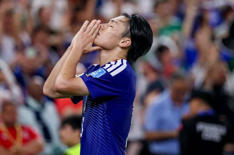 上田のW杯初ゴールに、同じストライカーとして鄭大世氏は「欲」と「安堵感」を感じたという ／ photograph by Kaoru Watanabe/JMPA