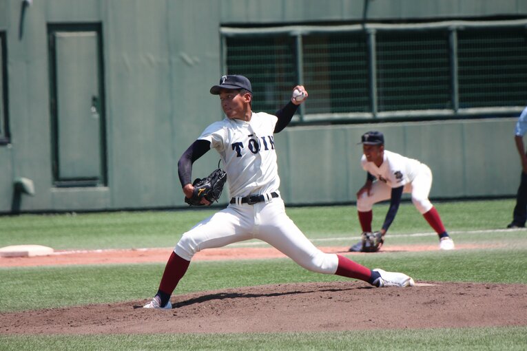 チームのエースであるプロ注目左腕の前田悠伍　©Fumi Sawai