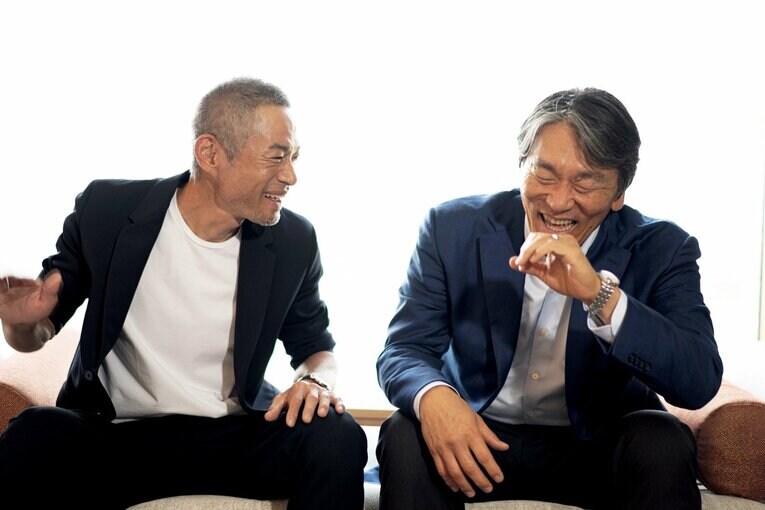 Number1112・1113号で対談したイチローと松井秀喜　©︎Naoya Sanuki