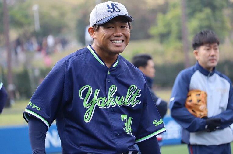 田口麗斗はヤクルトキャンプを大いに盛り上げていた ／ photograph by Kou Hiroo