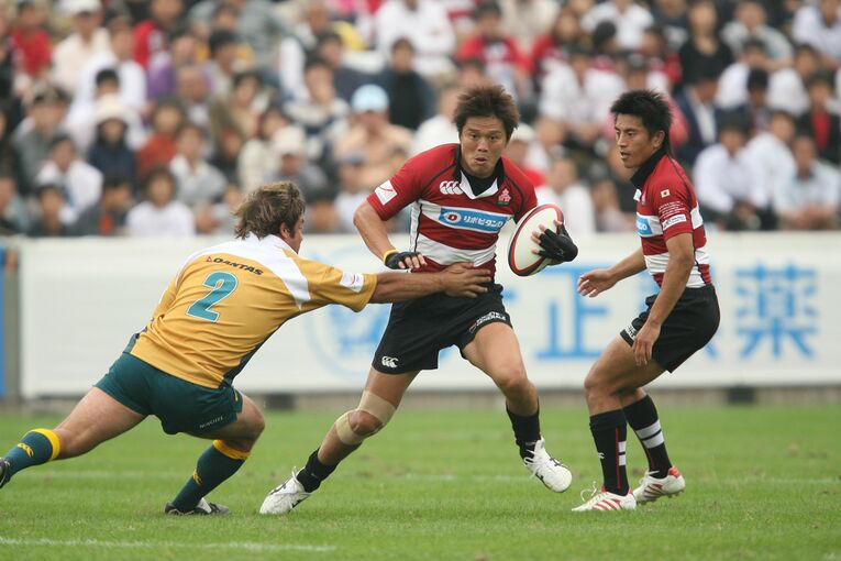 日本代表として7キャップをもつ（2006年11月4日、日本代表vsオーストラリア首相XV）©︎AFLO