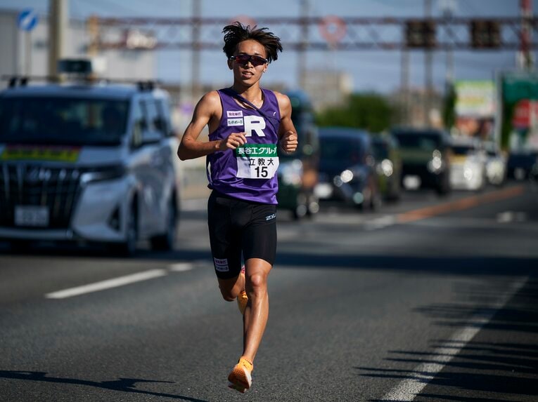 全日本駅伝、立教大3区の林虎大朗（4年）　©Yuki Suenaga