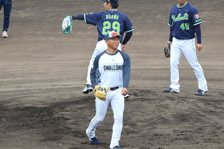沖縄キャンプでの田口。例年とは違う取り組みを見せていたが、故障で途中離脱となった　©Fumi Sawai