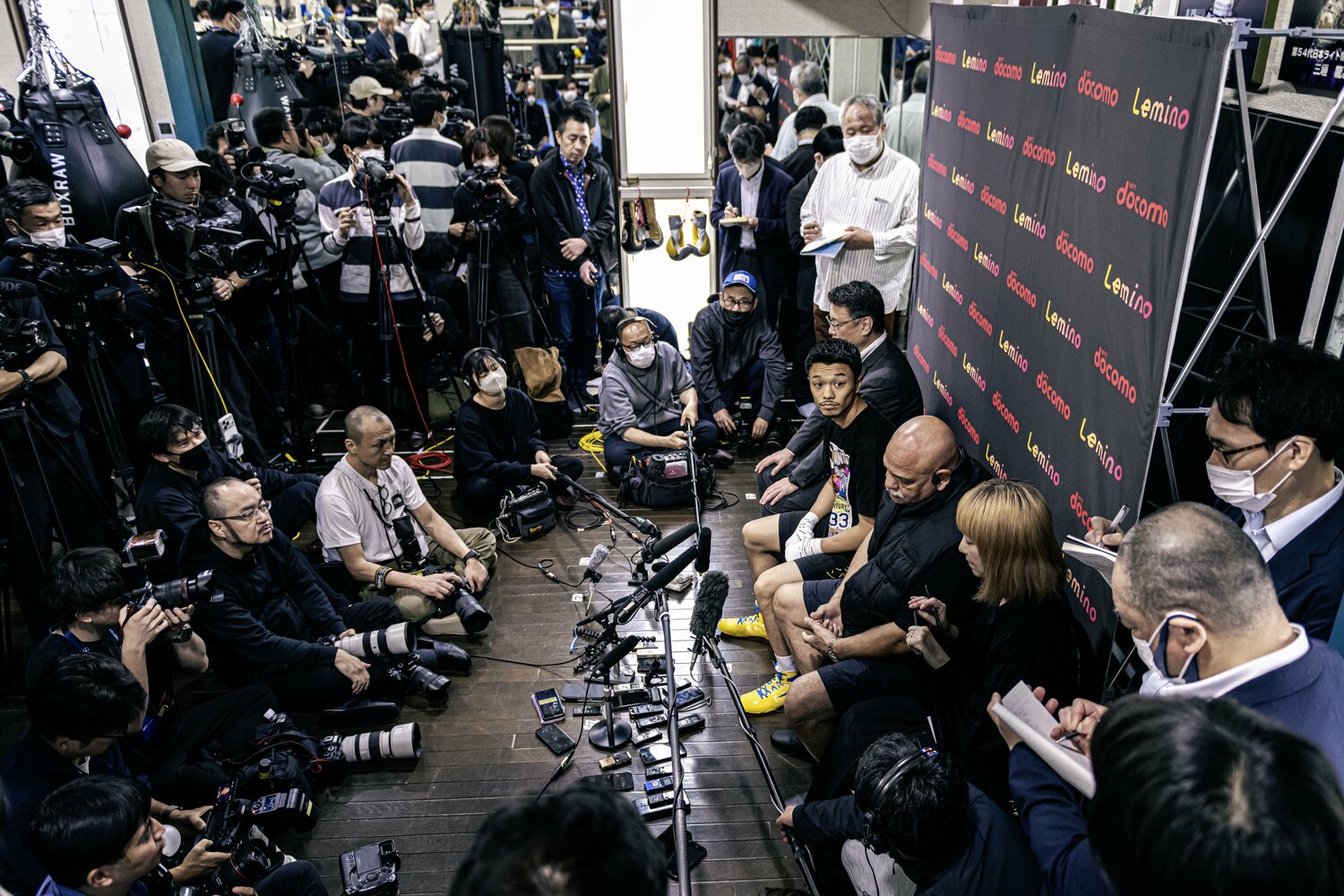 中谷潤人の公開練習には多くの報道陣が駆けつけた　©︎Takuya Sugiyama