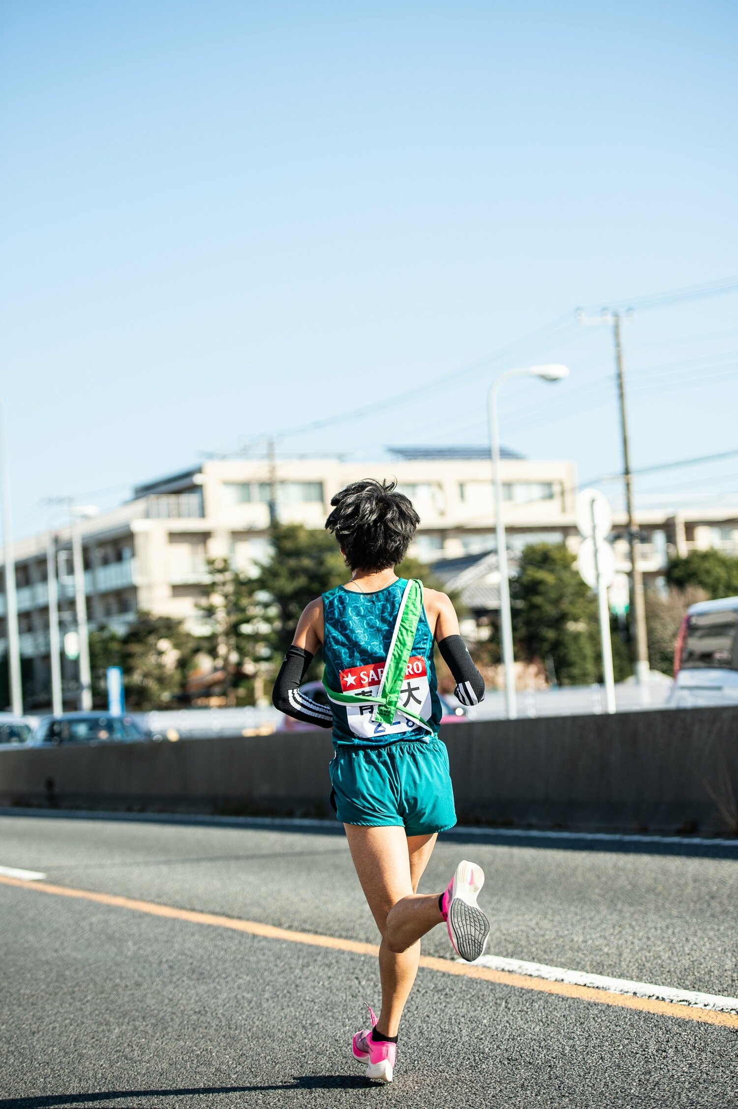 8区、遥か前を走っていた青学大選手。その背中は遠かった　©Nanae Suzuki
