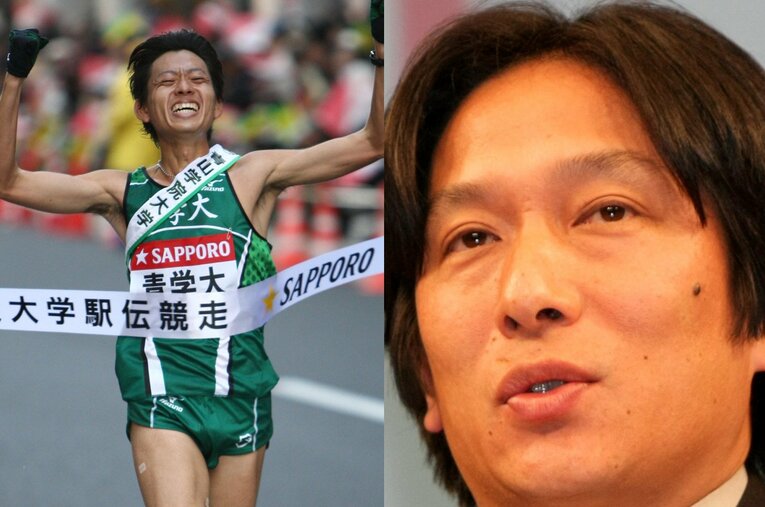 2009年の箱根駅伝に33年ぶりの復活出場を決めた青学大。いまでは常勝軍団となった同大だが、その黎明期にはさまざまな危機もあったという ／ photograph by (L)AFLO、(R)Sankei Shimbun