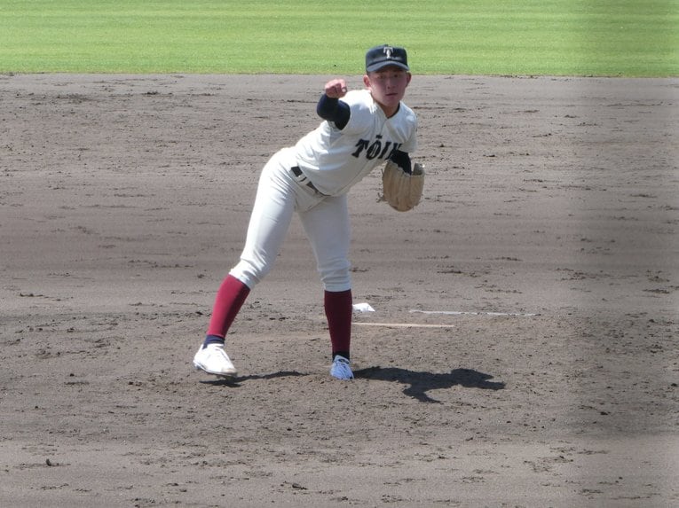 近畿大会で背番号「1」を背負った竹中勇登投手（3年）©︎Noriko Yonemushi