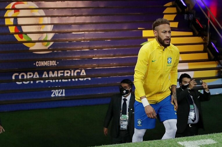 ボイコットの“首謀者”の1人と言われたネイマールも、コパ・アメリカに参加している ／ photograph by REUTERS/AFLO